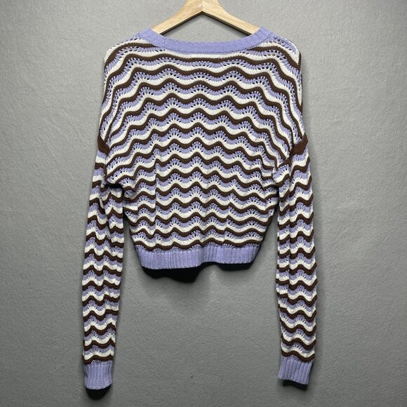 Hollister Womens Cropped Wave Pattern Crochet Sweater XS - Picture 4 of 5